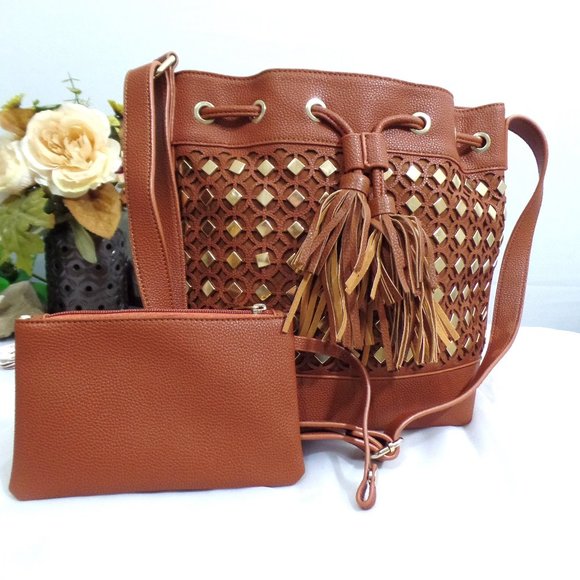 Imoshion Brown and leopard print Bucket Shoulder Bag / purse - Picture 1 of 7